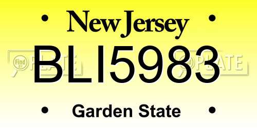 BLI5983 New Jersey License Plate