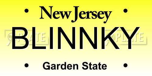 BLINNKY New Jersey License Plate