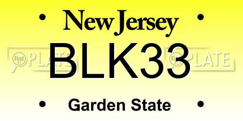 BLK33 New Jersey License Plate