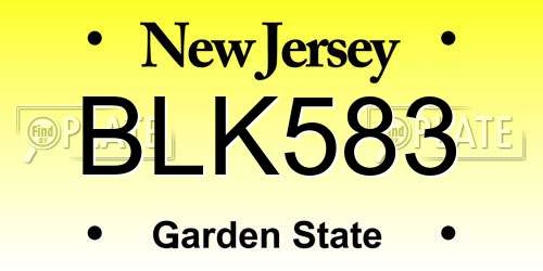 BLK583 New Jersey License Plate
