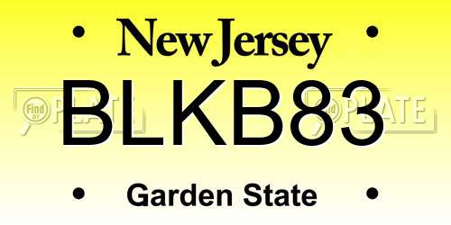 BLKB83 New Jersey License Plate