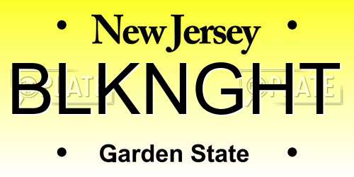 BLKNGHT New Jersey License Plate