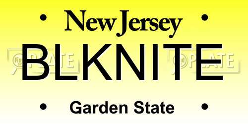 BLKNITE New Jersey License Plate