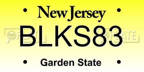 BLKS83 New Jersey License Plate