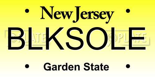 BLKSOLE New Jersey License Plate