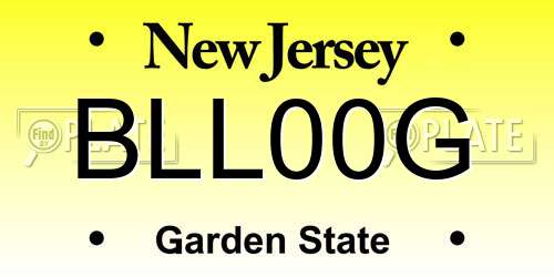 BLL00G New Jersey License Plate