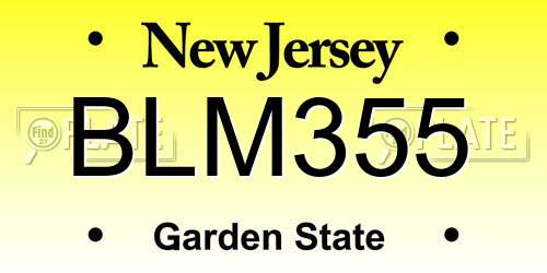 BLM355 New Jersey License Plate