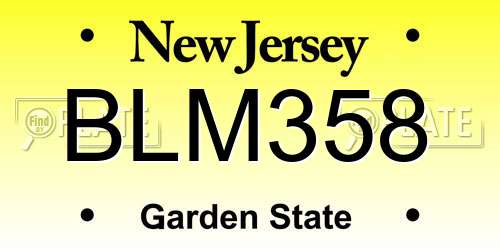 BLM358 New Jersey License Plate