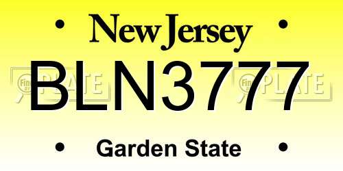 BLN3777 New Jersey License Plate