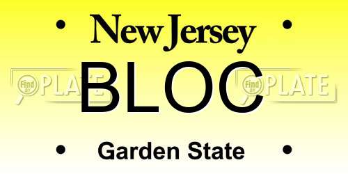 BLOC New Jersey License Plate