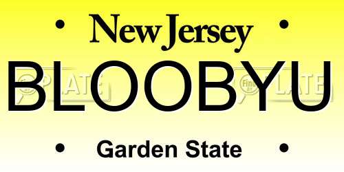 BLOOBYU New Jersey License Plate