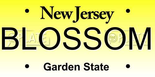 BLOSSOM New Jersey License Plate