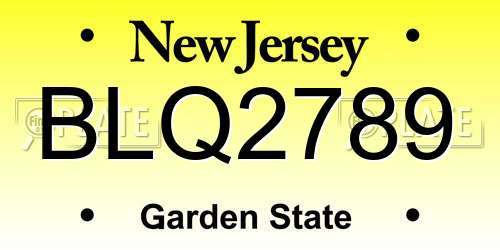 BLQ2789 New Jersey License Plate