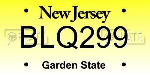 BLQ299 New Jersey License Plate