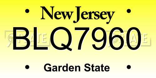 BLQ7960 New Jersey License Plate