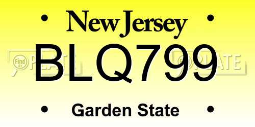 BLQ799 New Jersey License Plate