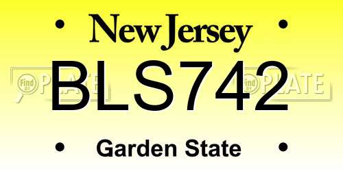BLS742 New Jersey License Plate