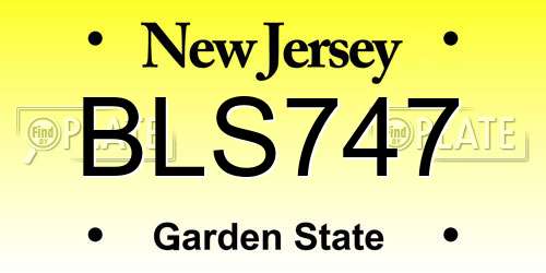 BLS747 New Jersey License Plate
