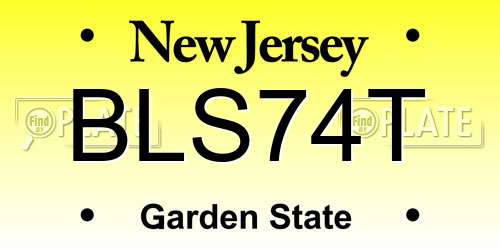 BLS74T New Jersey License Plate