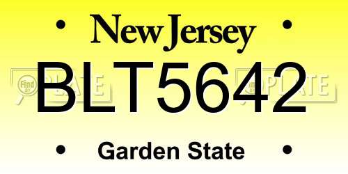 BLT5642 New Jersey License Plate