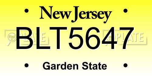 BLT5647 New Jersey License Plate