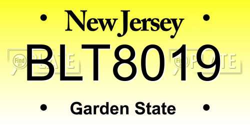 BLT8019 New Jersey License Plate