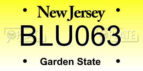 BLU063 New Jersey License Plate