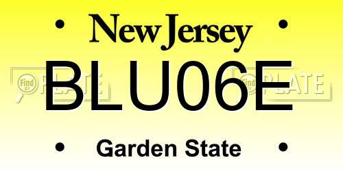 BLU06E New Jersey License Plate