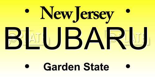 BLUBARU New Jersey License Plate