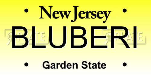 BLUBERI New Jersey License Plate