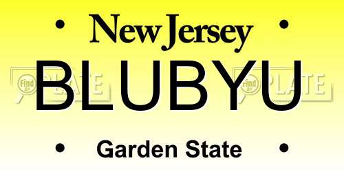 BLUBYU New Jersey License Plate