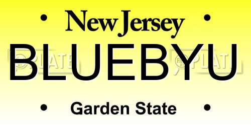 BLUEBYU New Jersey License Plate
