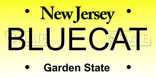 BLUECAT New Jersey License Plate