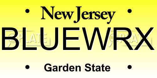 BLUEWRX New Jersey License Plate