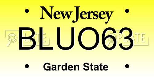 BLUO63 New Jersey License Plate