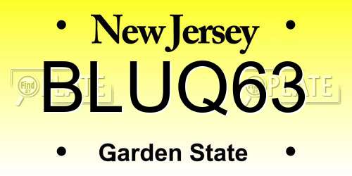 BLUQ63 New Jersey License Plate