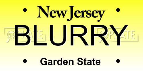 BLURRY New Jersey License Plate