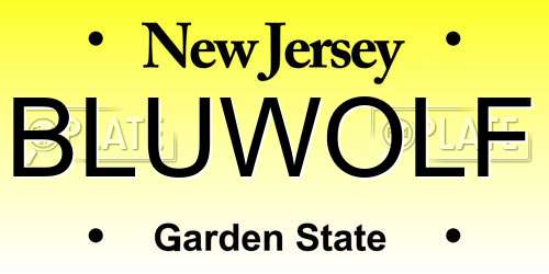 BLUWOLF New Jersey License Plate