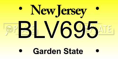 BLV695 New Jersey License Plate