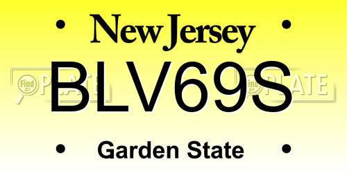 BLV69S New Jersey License Plate