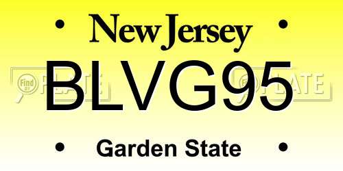 BLVG95 New Jersey License Plate