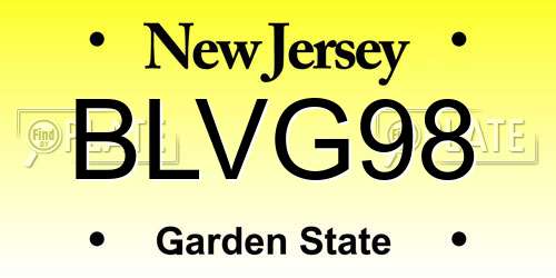 BLVG98 New Jersey License Plate
