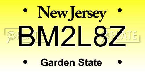 BM2L8Z New Jersey License Plate