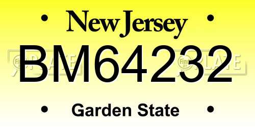 BM64232 New Jersey License Plate
