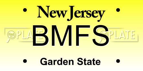 BMFS New Jersey License Plate