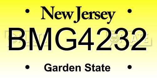 BMG4232 New Jersey License Plate
