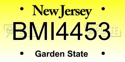 BMI4453 New Jersey License Plate