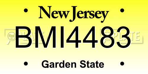 BMI4483 New Jersey License Plate