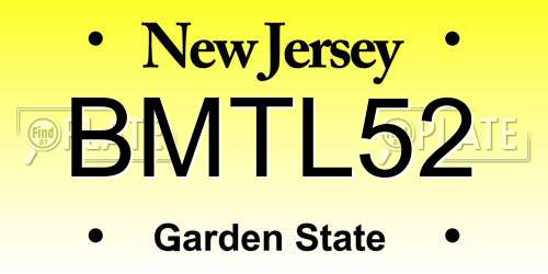 BMTL52 New Jersey License Plate