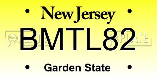 BMTL82 New Jersey License Plate